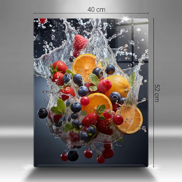 Chopping board glass Fruit in water