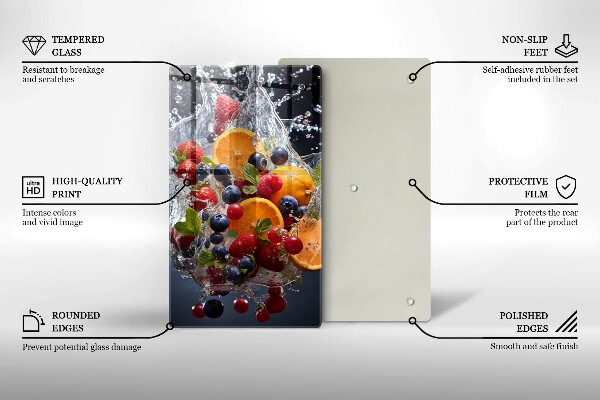 Chopping board glass Fruit in water