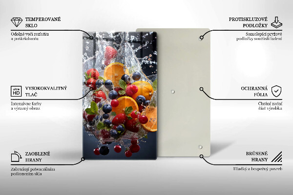 Chopping board glass Fruit in water