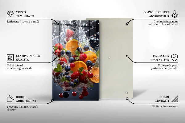 Chopping board glass Fruit in water