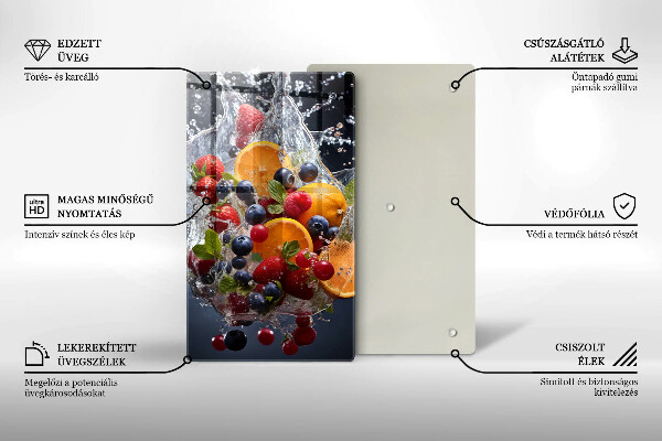 Chopping board glass Fruit in water