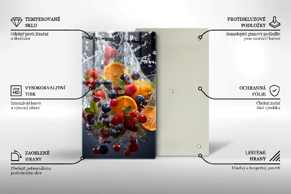 Chopping board glass Fruit in water