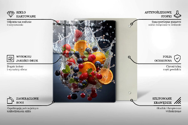 Chopping board glass Fruit in water