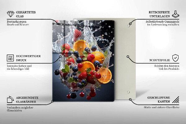 Chopping board glass Fruit in water