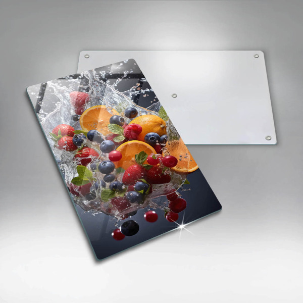 Chopping board glass Fruit in water