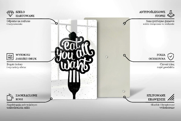 Chopping board glass The inscription Eat You All Want