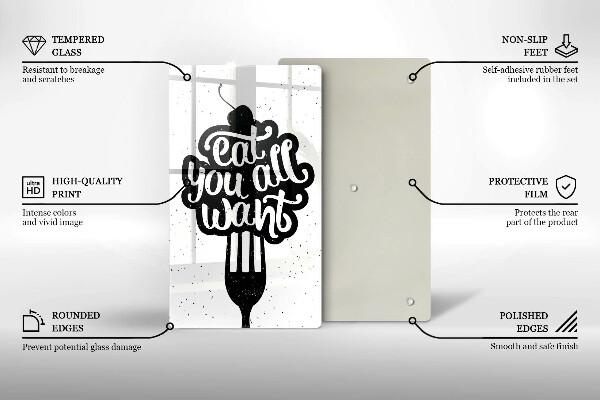 Chopping board glass The inscription Eat You All Want