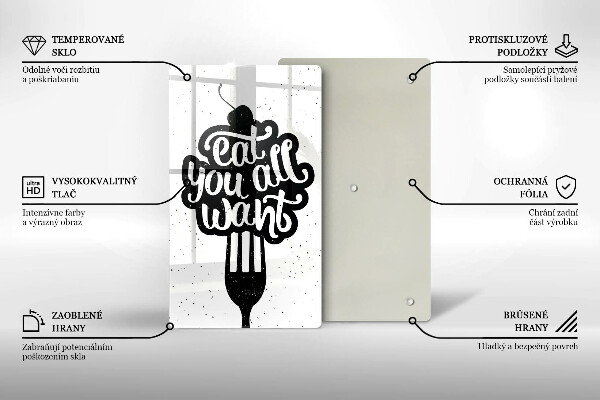Chopping board glass The inscription Eat You All Want
