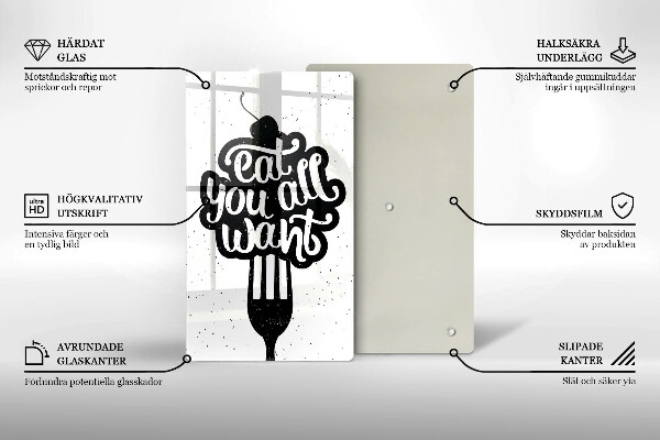 Chopping board glass The inscription Eat You All Want