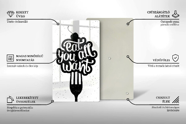 Chopping board glass The inscription Eat You All Want