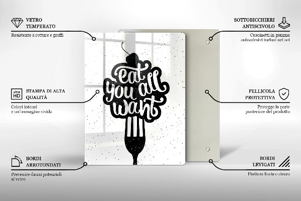 Chopping board glass The inscription Eat You All Want
