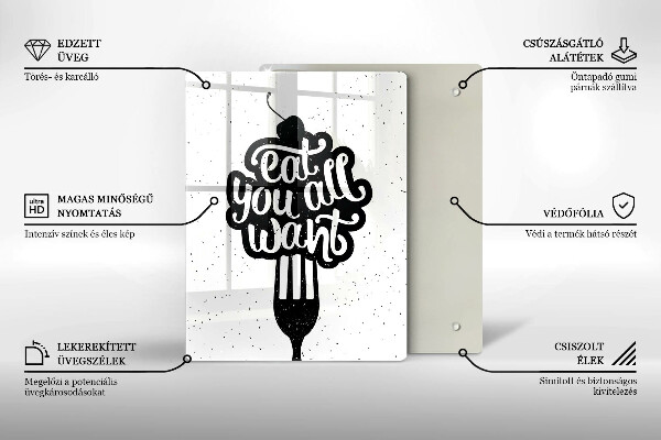 Chopping board glass The inscription Eat You All Want