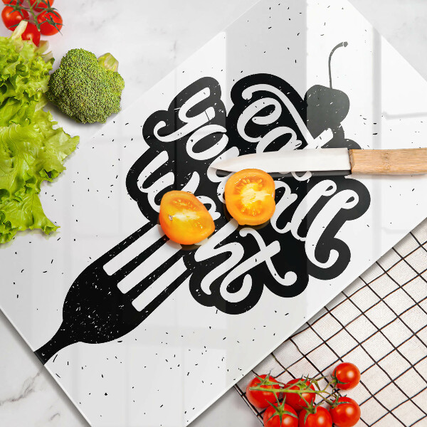 Chopping board glass The inscription Eat You All Want