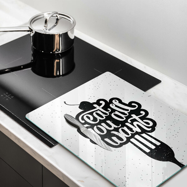 Chopping board glass The inscription Eat You All Want