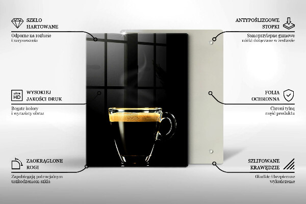 Chopping board glass A glass of black coffee