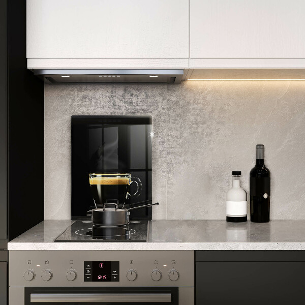 Chopping board glass A glass of black coffee