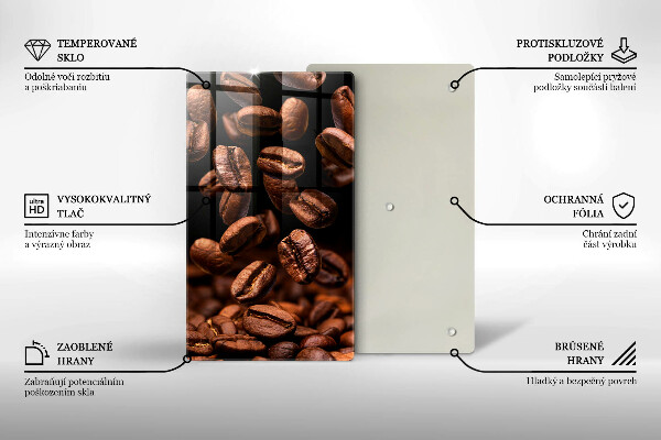 Chopping board glass Brown coffee beans