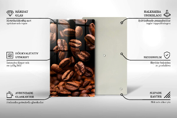 Chopping board glass Brown coffee beans