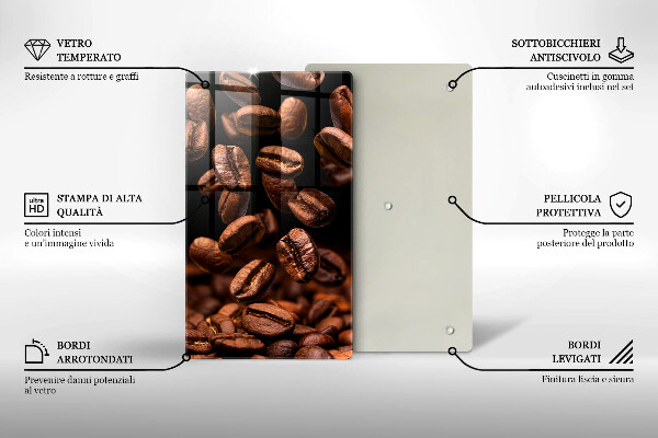 Chopping board glass Brown coffee beans