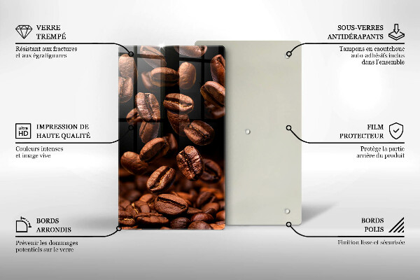 Chopping board glass Brown coffee beans