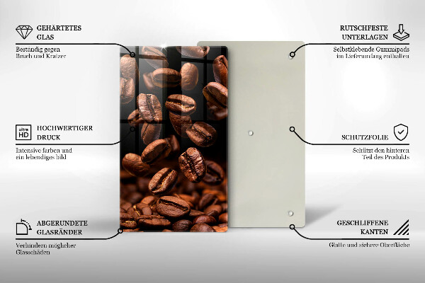 Chopping board glass Brown coffee beans
