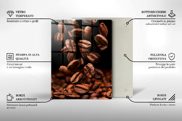 Chopping board glass Brown coffee beans