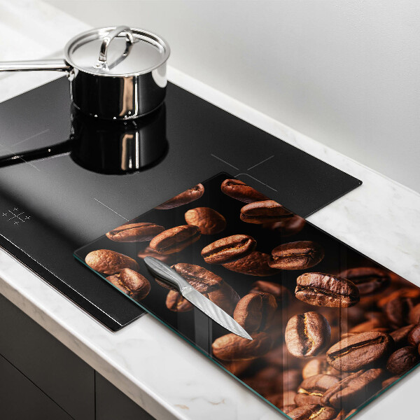 Chopping board glass Brown coffee beans