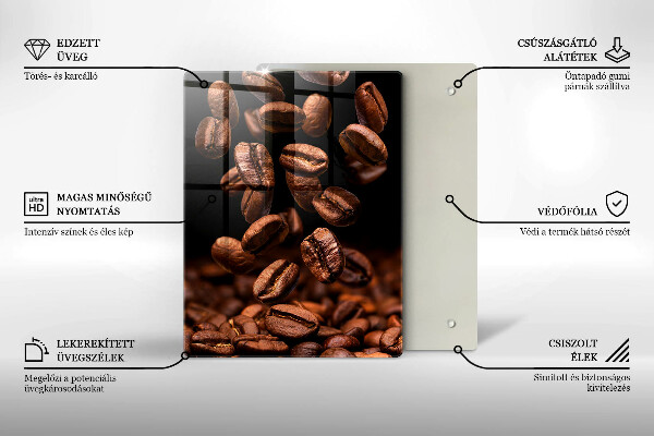 Chopping board glass Brown coffee beans