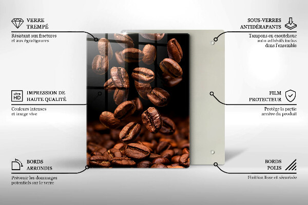 Chopping board glass Brown coffee beans