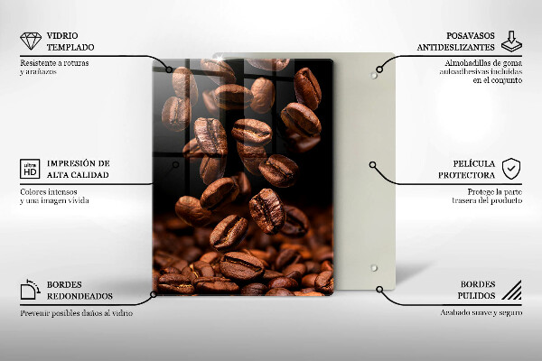 Chopping board glass Brown coffee beans