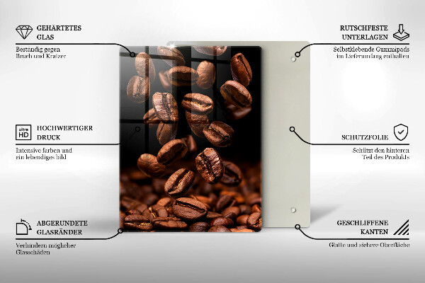 Chopping board glass Brown coffee beans