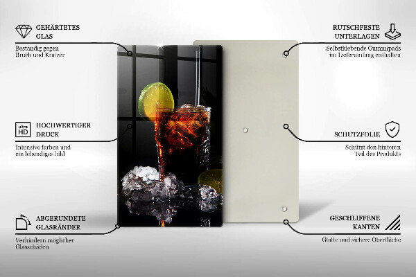 Chopping board glass An earthly drink with ice