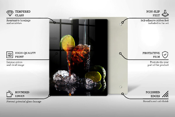 Chopping board glass An earthly drink with ice