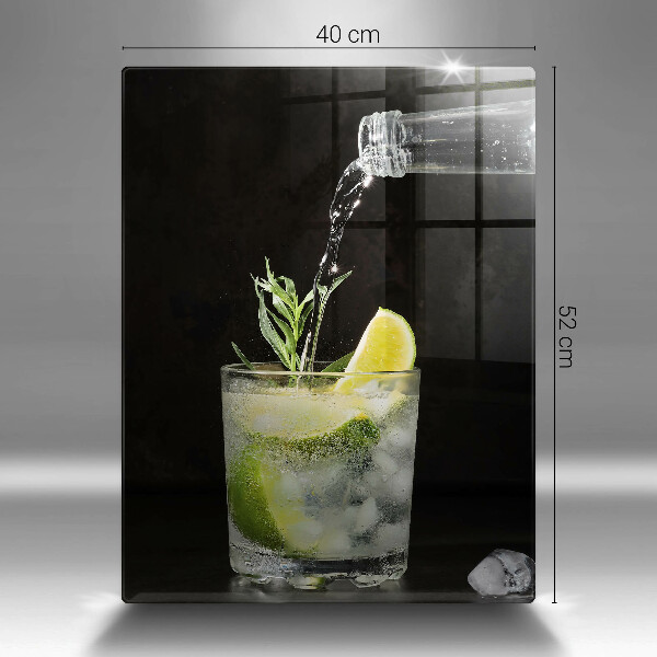 Chopping board glass A glass of water