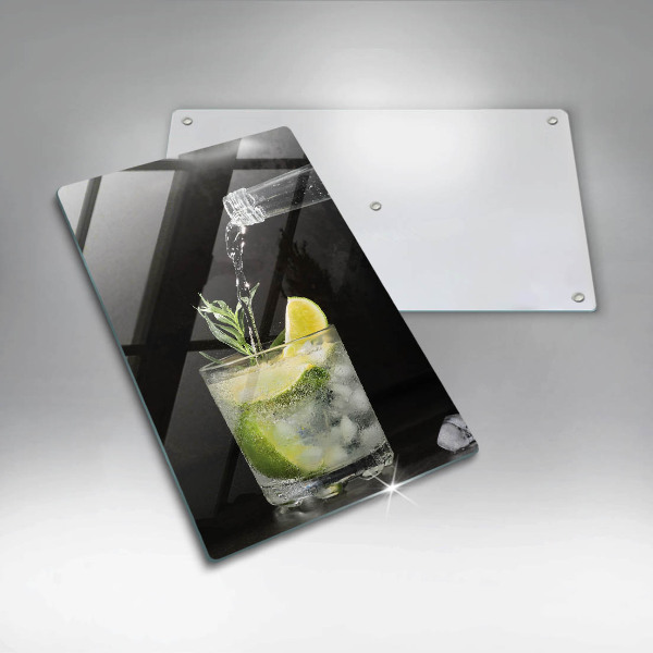 Chopping board glass A glass of water