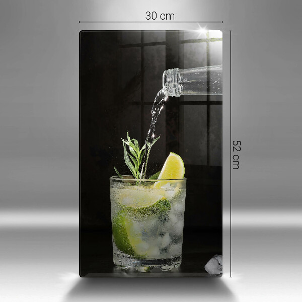 Chopping board glass A glass of water