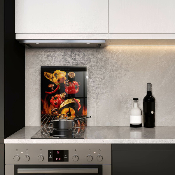 Chopping board glass Vegetables on the grill