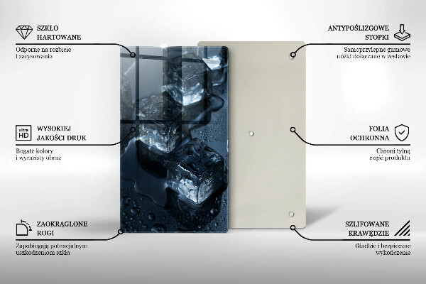 Chopping board glass Cold ice cubes