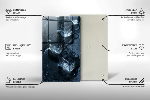 Chopping board glass Cold ice cubes