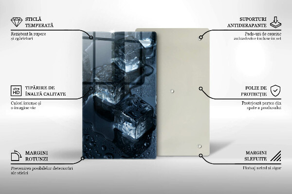 Chopping board glass Cold ice cubes
