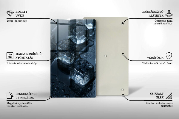 Chopping board glass Cold ice cubes