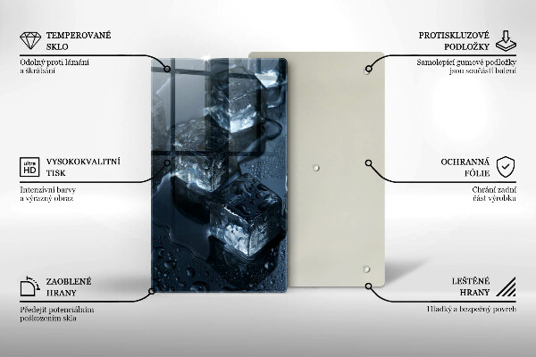 Chopping board glass Cold ice cubes