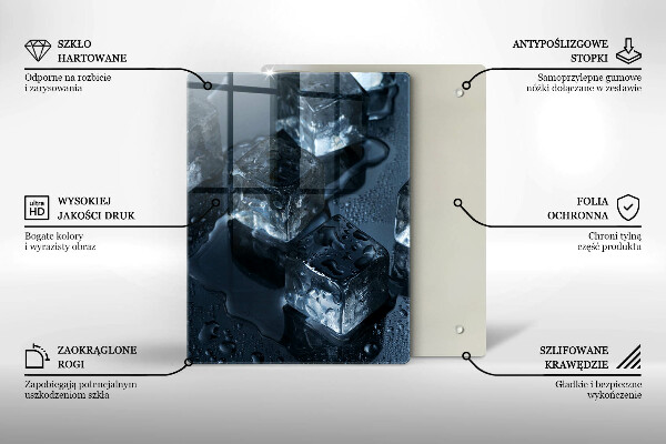 Chopping board glass Cold ice cubes