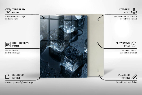 Chopping board glass Cold ice cubes