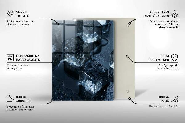 Chopping board glass Cold ice cubes