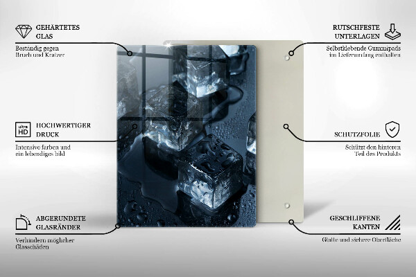 Chopping board glass Cold ice cubes