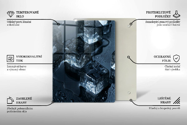 Chopping board glass Cold ice cubes