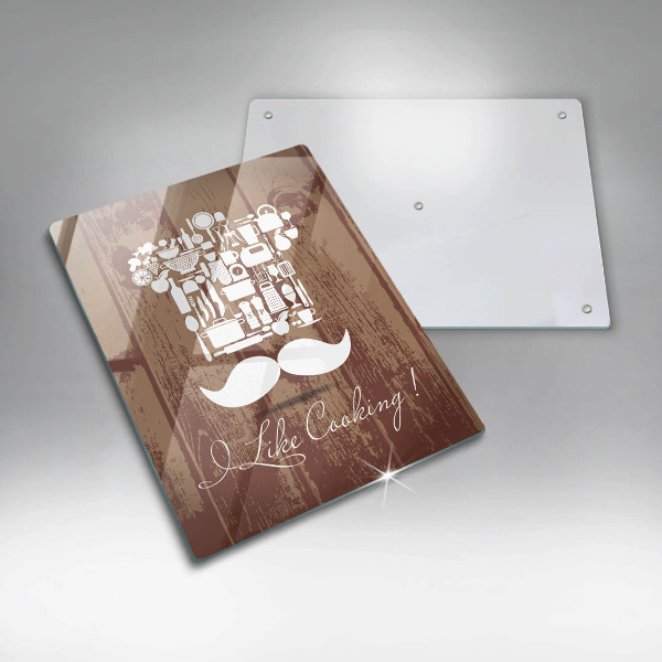 Chopping board glass Inscription and like cooking