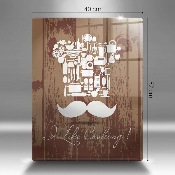 Chopping board glass Inscription and like cooking