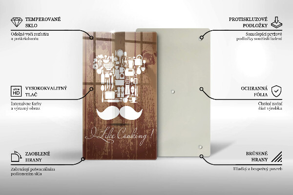 Chopping board glass Inscription and like cooking